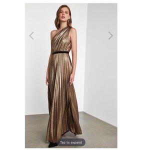 BCBG Paris Gold One-Shoulder Dress